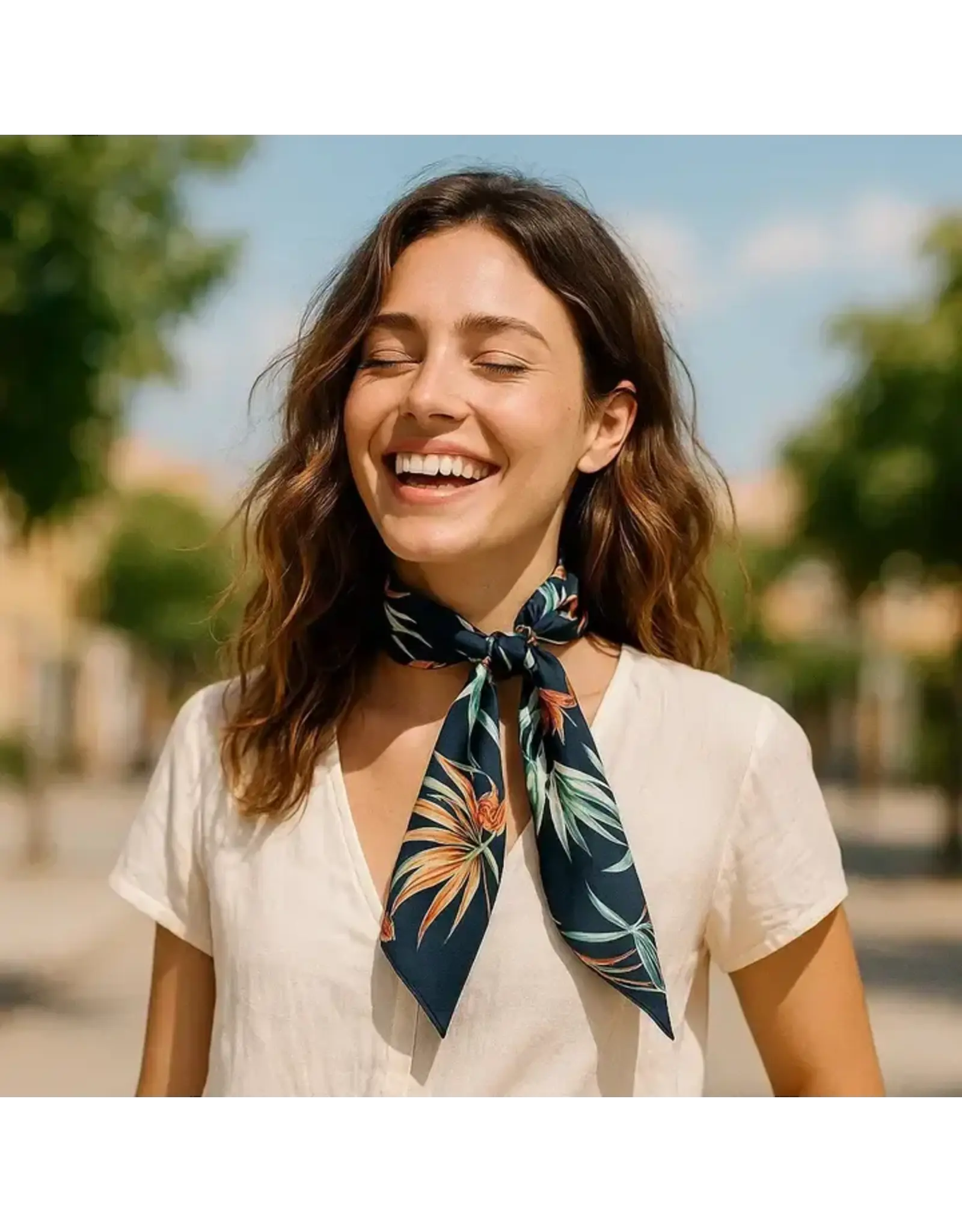 TWILLY NAVY BLUE WITH HAWAIIAN FLOWERS