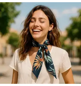 TWILLY NAVY BLUE WITH HAWAIIAN FLOWERS