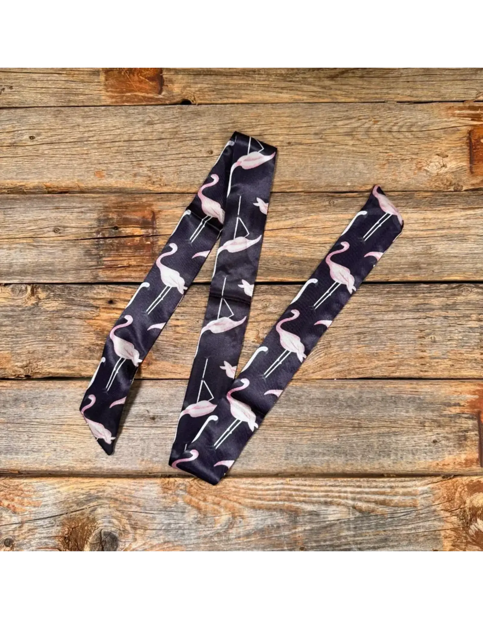 TWILLY NAVY WITH FLAMINGOS SKINNY NECK SCARF