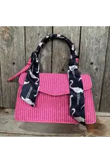 TWILLY NAVY WITH FLAMINGOS SKINNY NECK SCARF