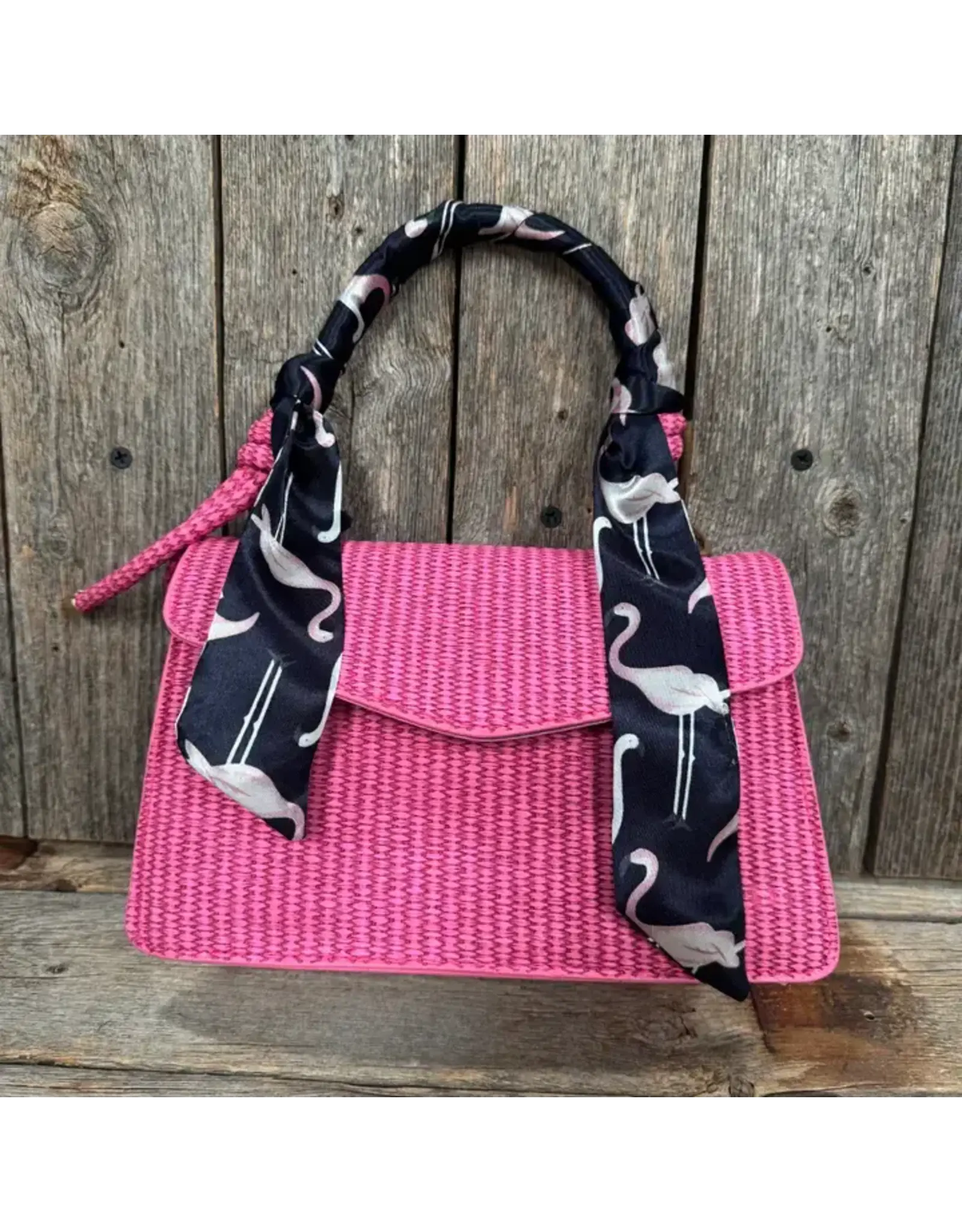 TWILLY NAVY WITH FLAMINGOS SKINNY NECK SCARF