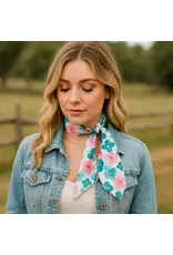 TWILLY TEAL PINK WHITE WITH FLORALS