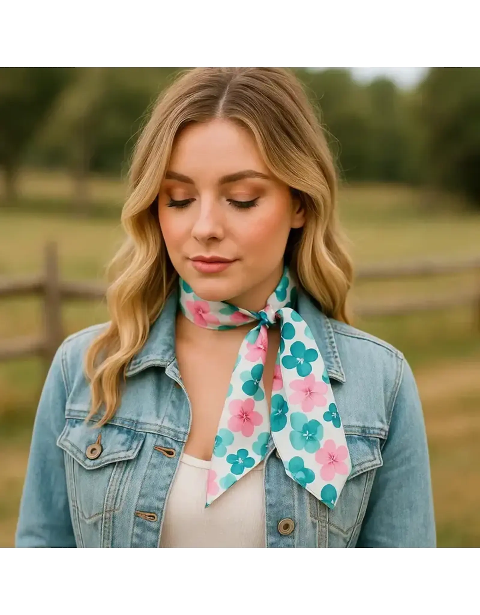 TWILLY TEAL PINK WHITE WITH FLORALS