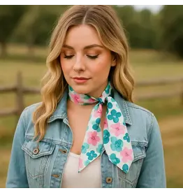 TWILLY TEAL PINK WHITE WITH FLORALS