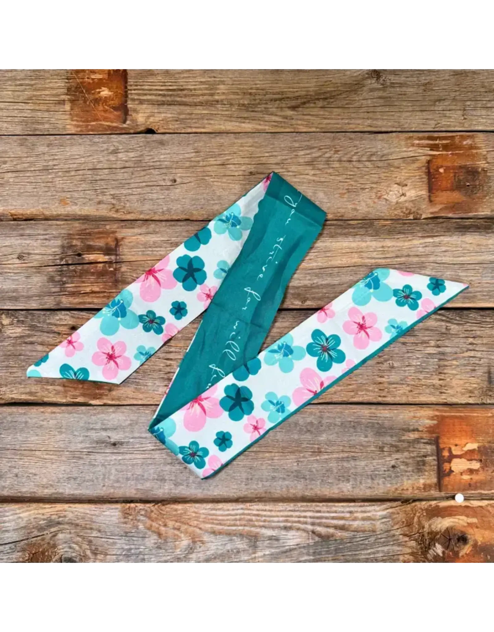 TWILLY TEAL PINK WHITE WITH FLORALS