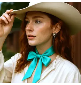 TWILLY SOLID TURQUOISE SKINNY NECK SCARF