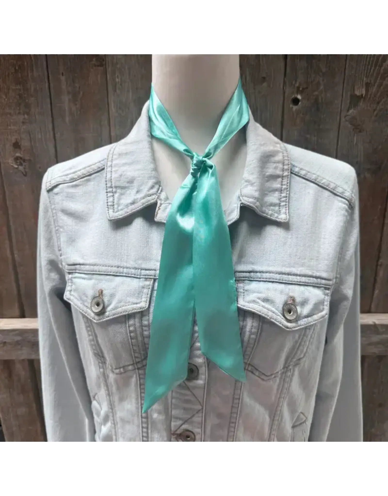 TWILLY SOLID TURQUOISE SKINNY NECK SCARF