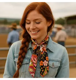 TWILLY BLACK WITH LEOPARD PATTERN AND FLOWERS