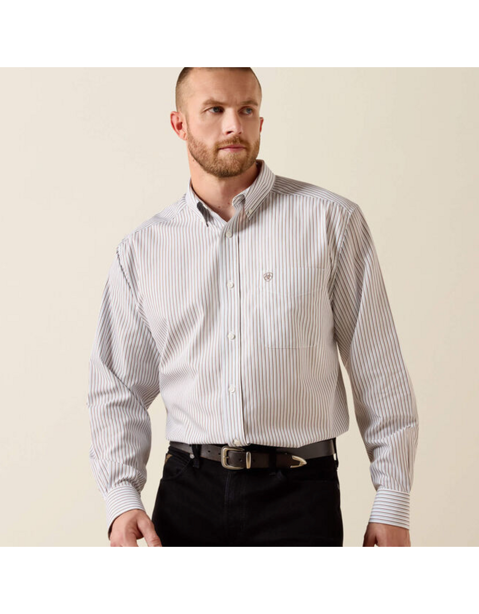 ARIAT SHIRT MNS L/S BUTTON UP WF CORY WHITE STRIPE