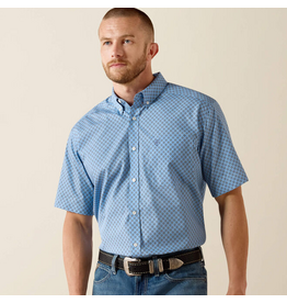ARIAT SHIRT MNS S/S WF CASH BLISSFUL BLUE MEDALLION PRINT