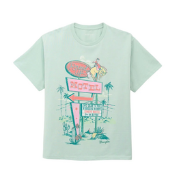 TSHIRT WMS S/S RETRO LICHEN "ROUNDUP MOTEL"