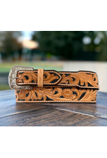 TWISTED X BELT TAPERED BILLET TOOLED FLORAL TAN/BLACK