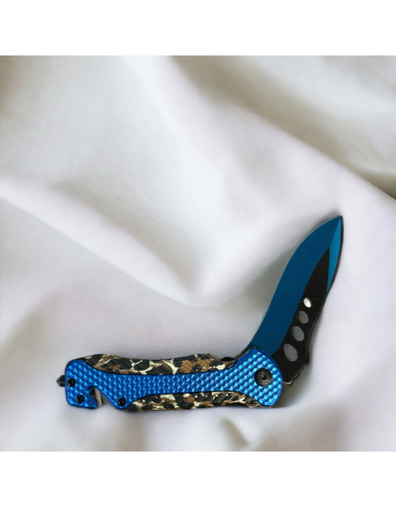 KINFE CIRCLE SH 5" BLADE WRECKER BLUE & LEOPARD