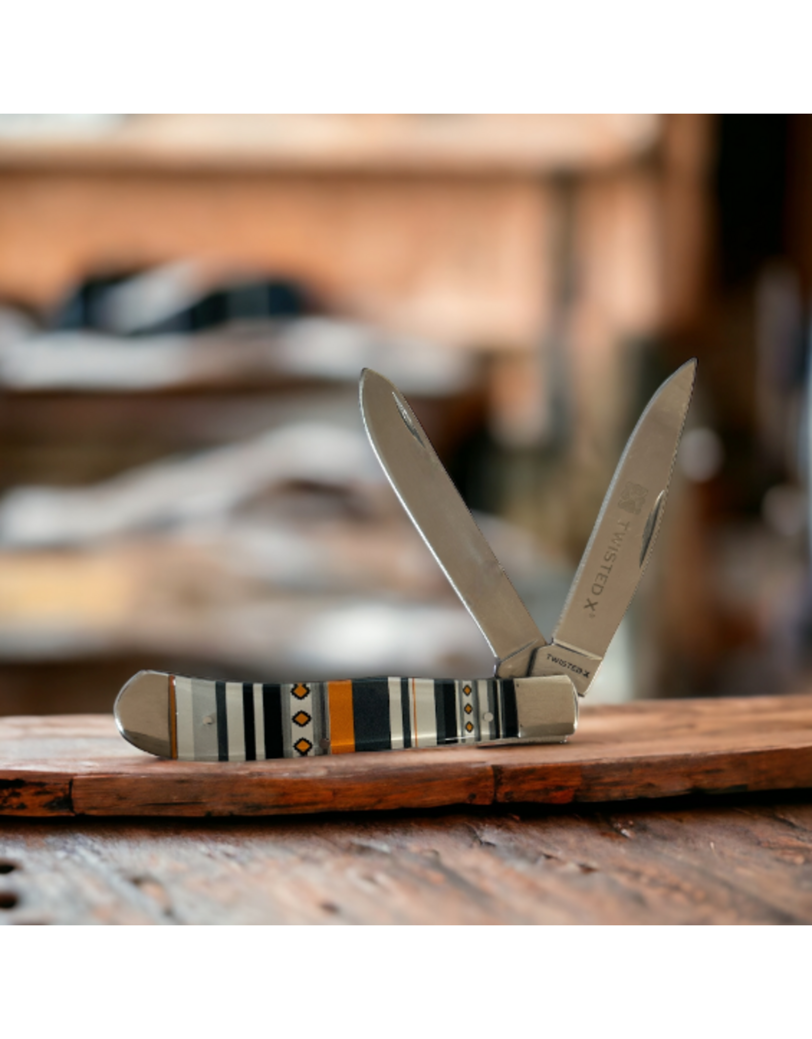 KNIFE TWISTED X DOUBLE BLADE SOUTHWEST STYLE HANDLE