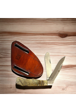 KNIFE TWISTED X RAM HORN HANDLE DOUBLE BLADE WITH SHEATH