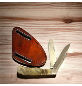 KNIFE TWISTED X RAM HORN HANDLE DOUBLE BLADE WITH SHEATH