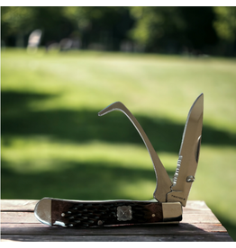 KNIFE TWISTED X SERRATED BLADE WITH HOOF PICK BLACK