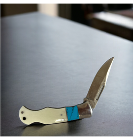 KNIFE CIRCLE SH CUTLERY 3.5" BLUE BABY FAUX TURQ