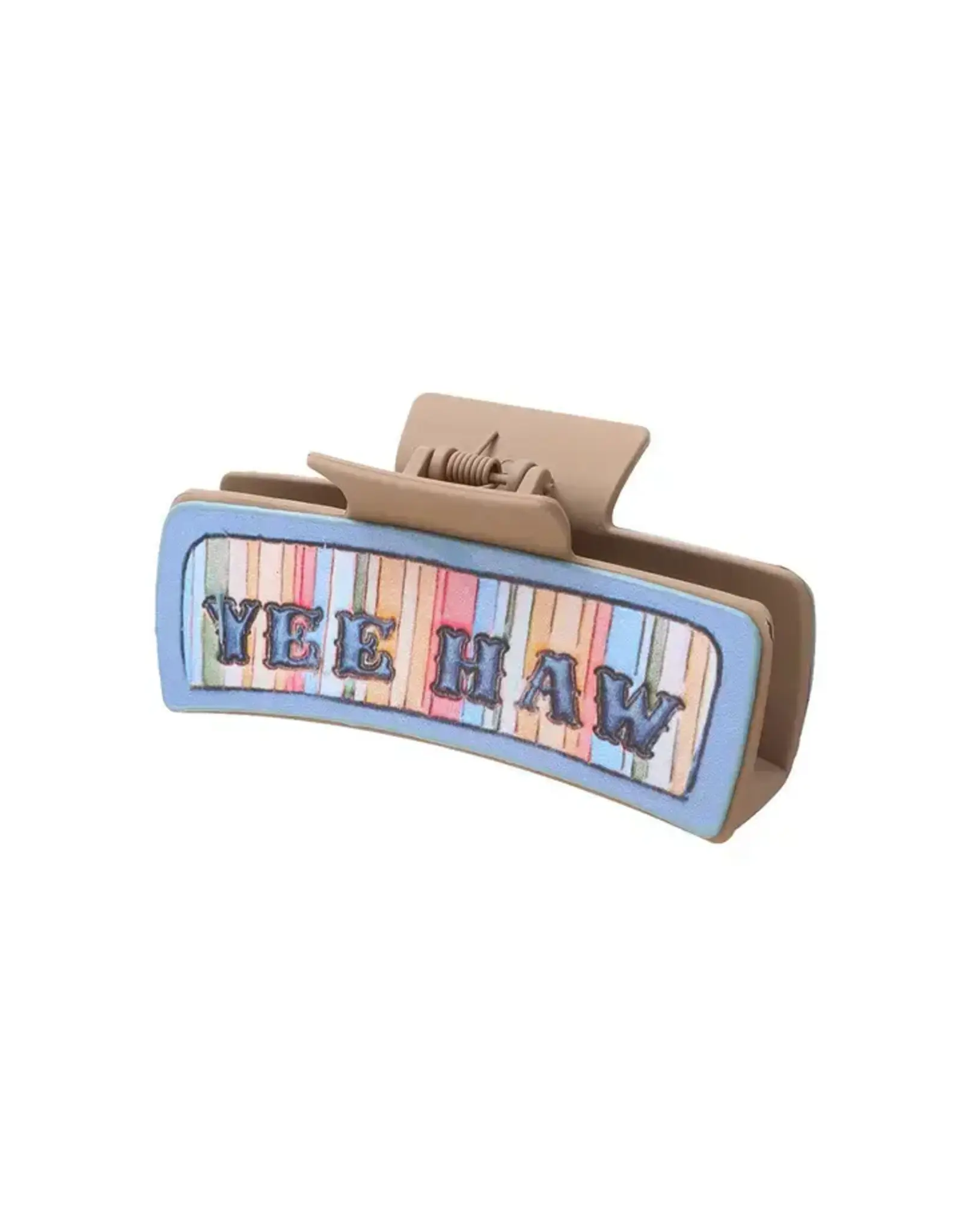 CLAW CLIP TAN WITH LEATHER PATCH MULTICOLOR YEEHAW