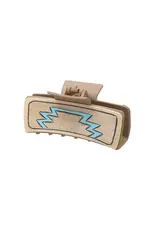 CLAW CLIP BLACK WITH LEATHER PATCH BLUE AZTEC