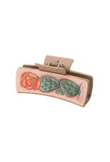 CLAW CLIP TAN WITH LEATHER PATCH CACTUS