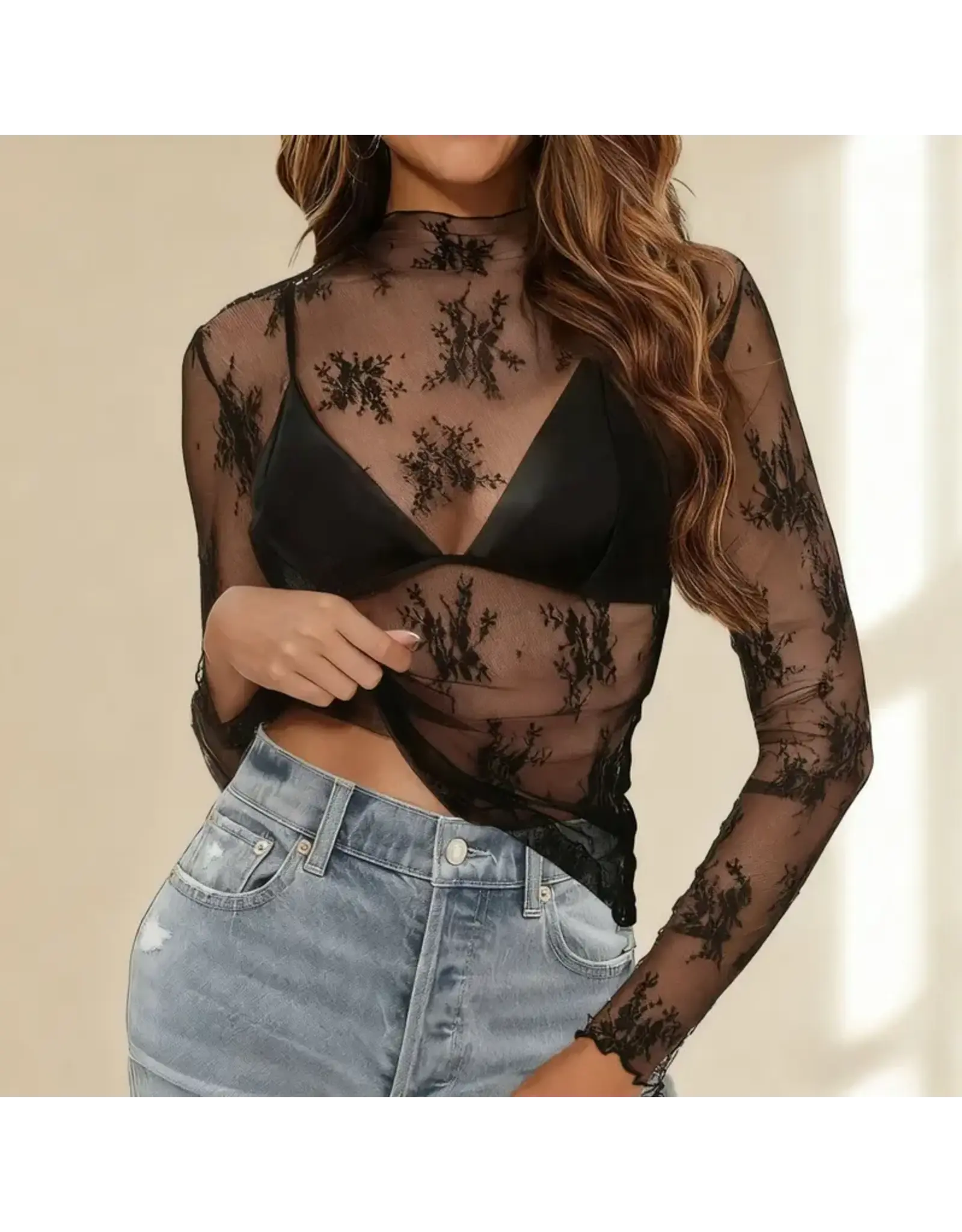 SHIRT WOMENS MESH LACE
