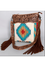 PURSE AMERICAN DARLING TOOLED LEATHER AND SADDLE BLANKET
