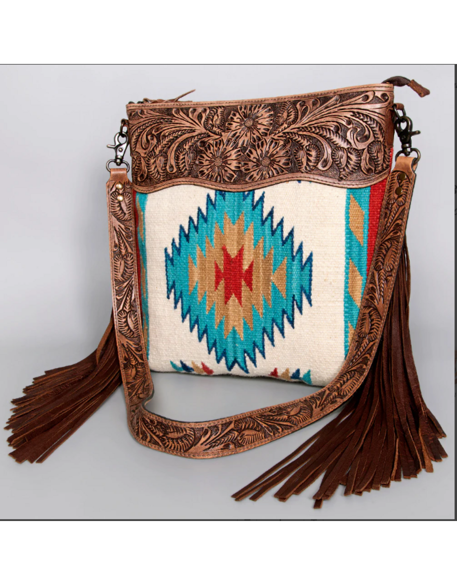 PURSE AMERICAN DARLING TOOLED LEATHER AND SADDLE BLANKET