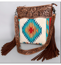 PURSE AMERICAN DARLING TOOLED LEATHER AND SADDLE BLANKET