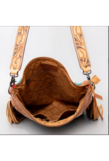 PURSE AD CROSSBODY SADDLE BLANKET TURQ & ORANGE TOOLED LEATHER