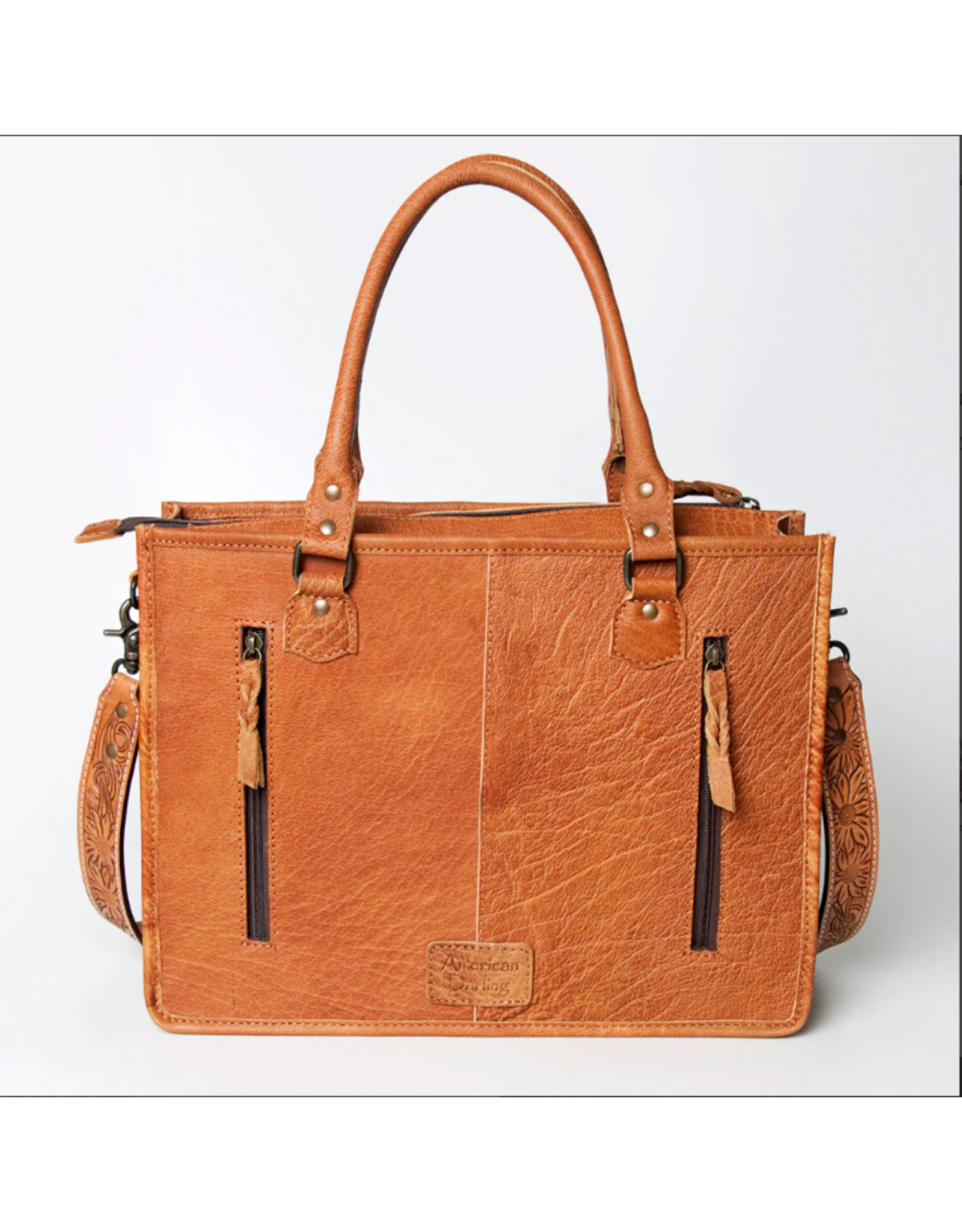 PURSE AD TOTE TOOLED LEATHER WITH SADDLE BLANKET TURQ