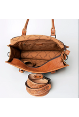 PURSE AD TOTE TOOLED LEATHER WITH SADDLE BLANKET TURQ