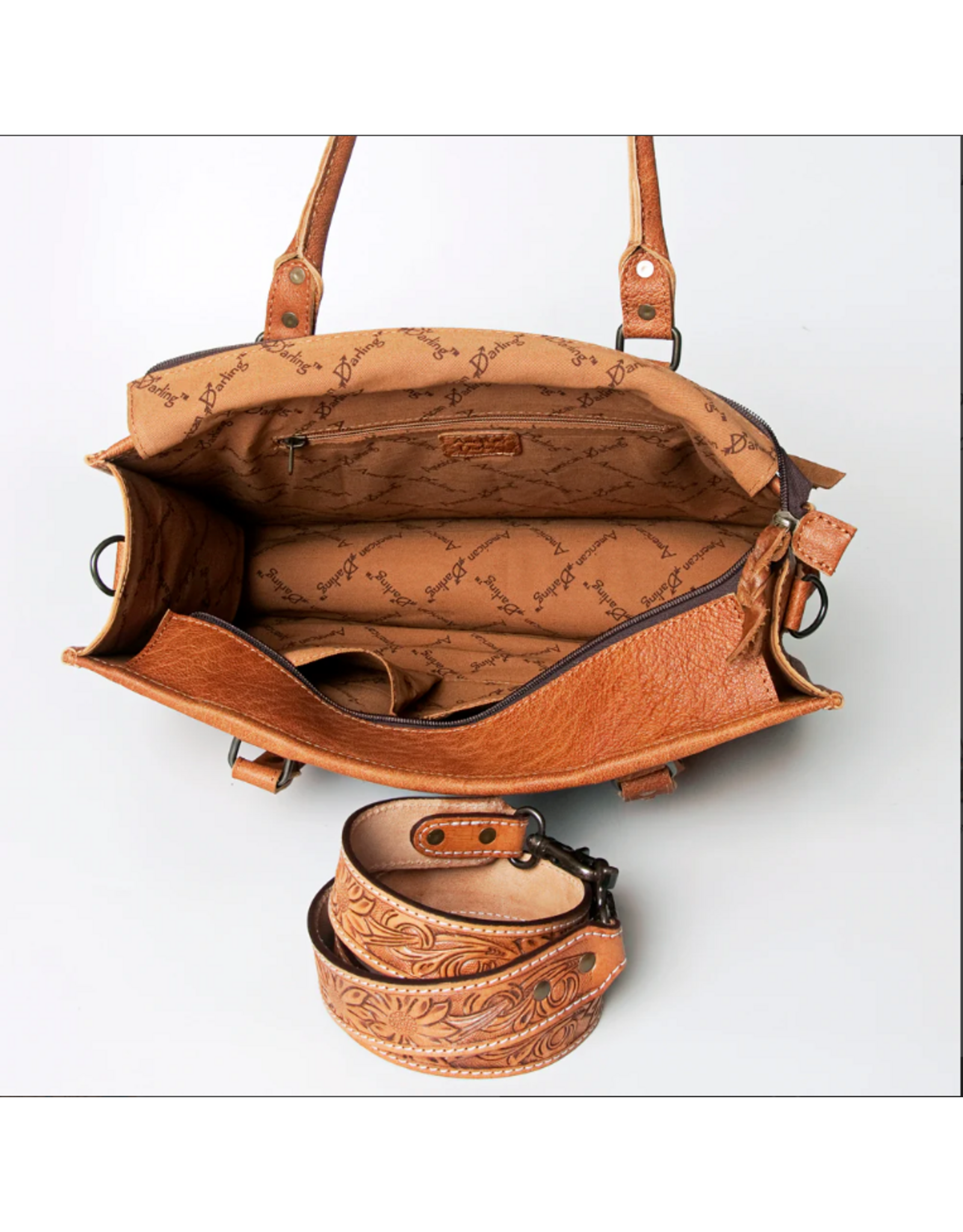 PURSE AD TOTE TOOLED LEATHER WITH SADDLE BLANKET TURQ