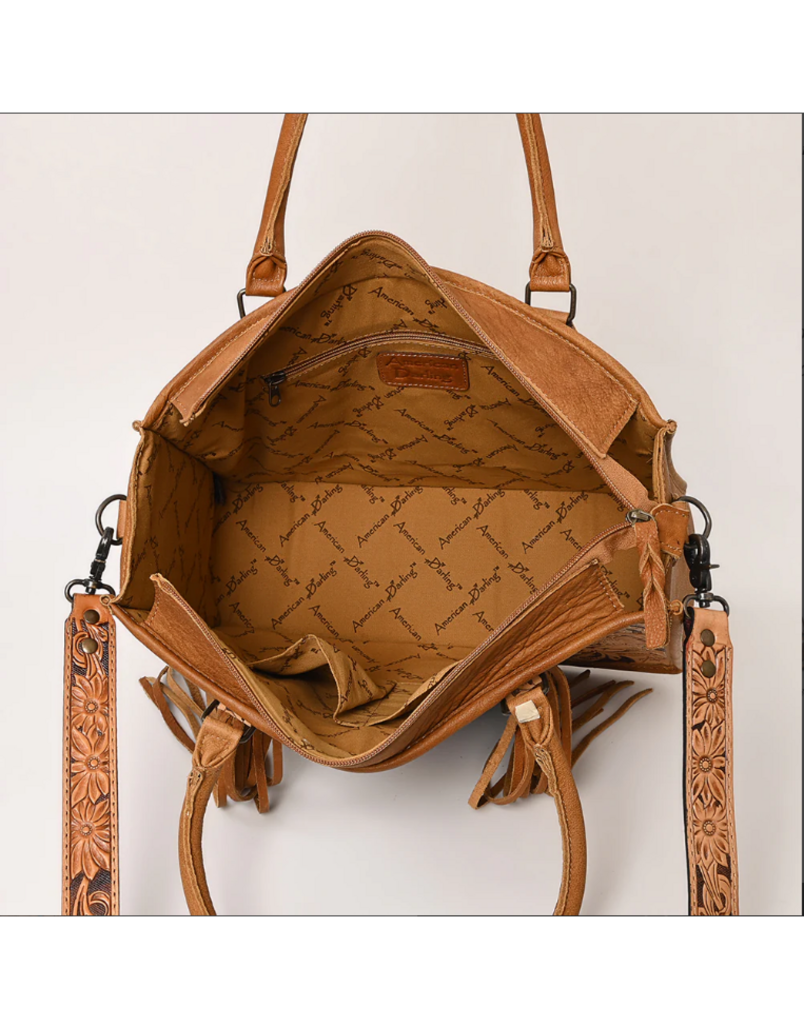 PURSE AD TOTE TOOLED LEATHER WITH SADDLE BLANKET TURQ