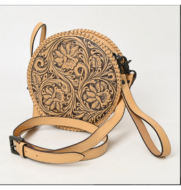 PURSE AD CANTEEN ROUND TOOLED LEATHER