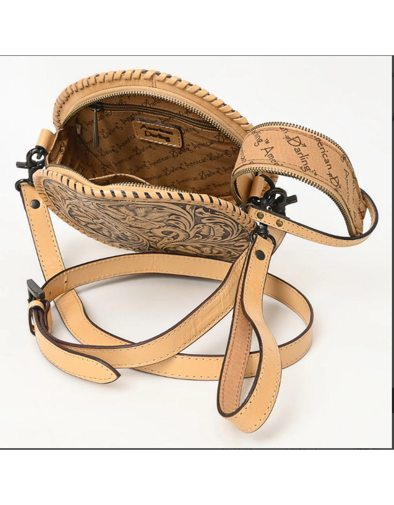 PURSE AD CANTEEN ROUND TOOLED LEATHER