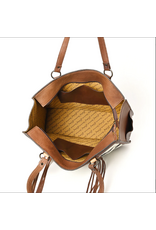 PURSE AD TOTE BLACK WHITE SADDLE BLANKET AND TOOLED LEATHER