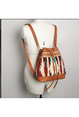 PURSE AD TOOLED LEATHER BUCKET WITH WOOL BLANKET WEAVE