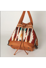 PURSE AD TOOLED LEATHER BUCKET WITH WOOL BLANKET WEAVE