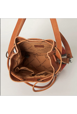 PURSE AD TOOLED LEATHER BUCKET WITH WOOL BLANKET WEAVE