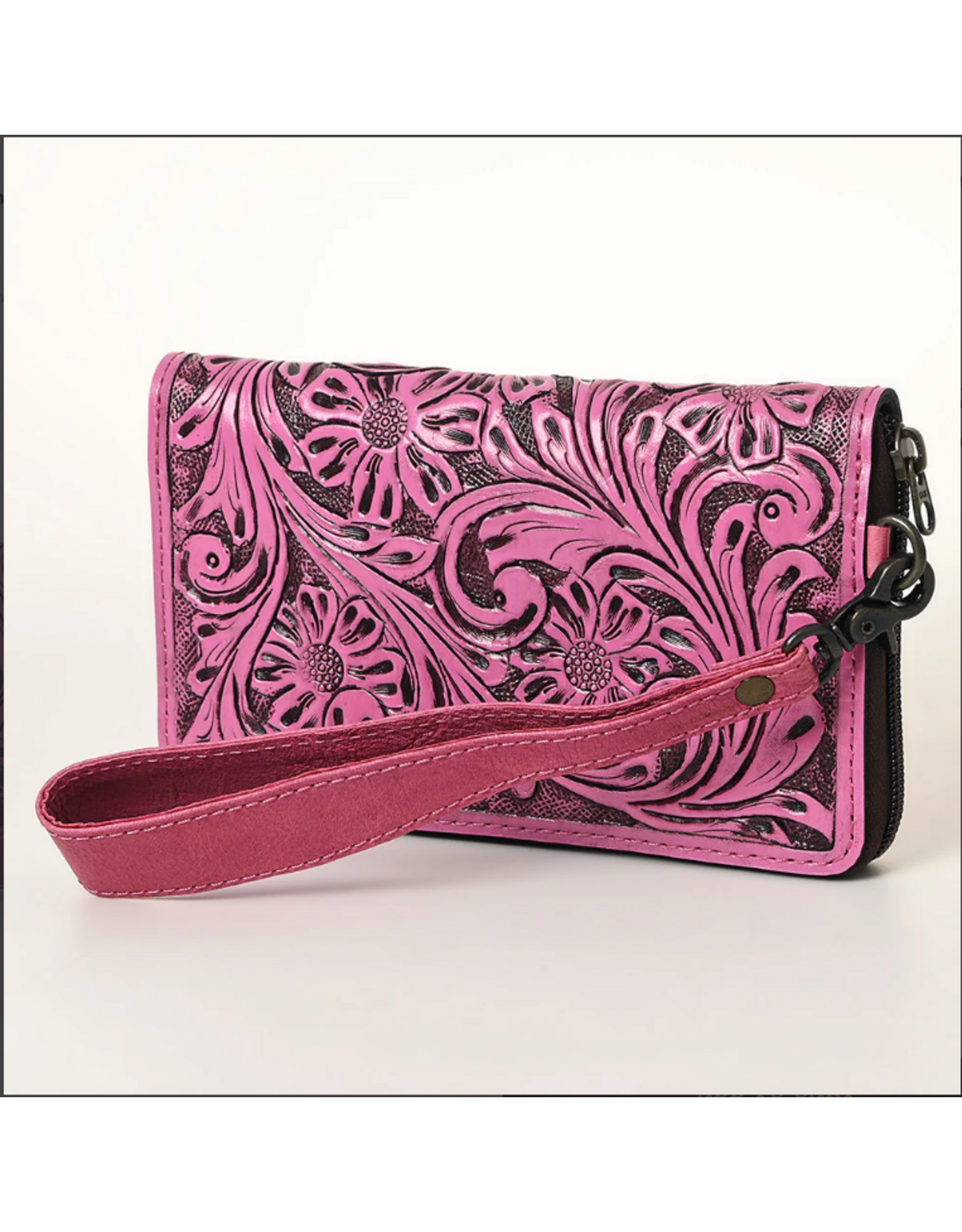 WALLET WOMENS AD TOOLED LEATHER PINK