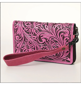 WALLET WOMENS AD TOOLED LEATHER PINK