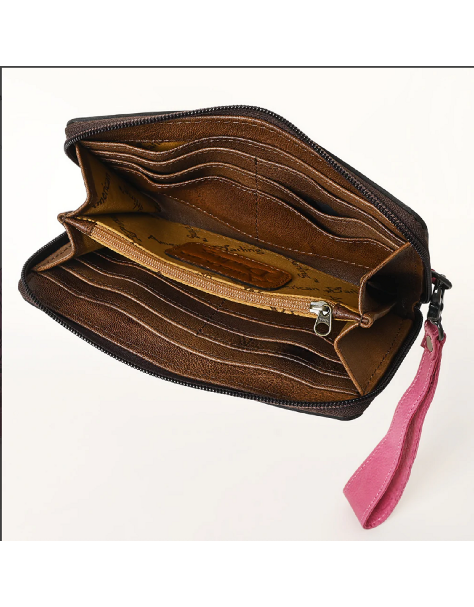 WALLET WOMENS AD TOOLED LEATHER PINK