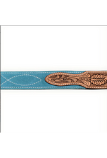 BELT TOOLED LEATHER SUEDE BLUE