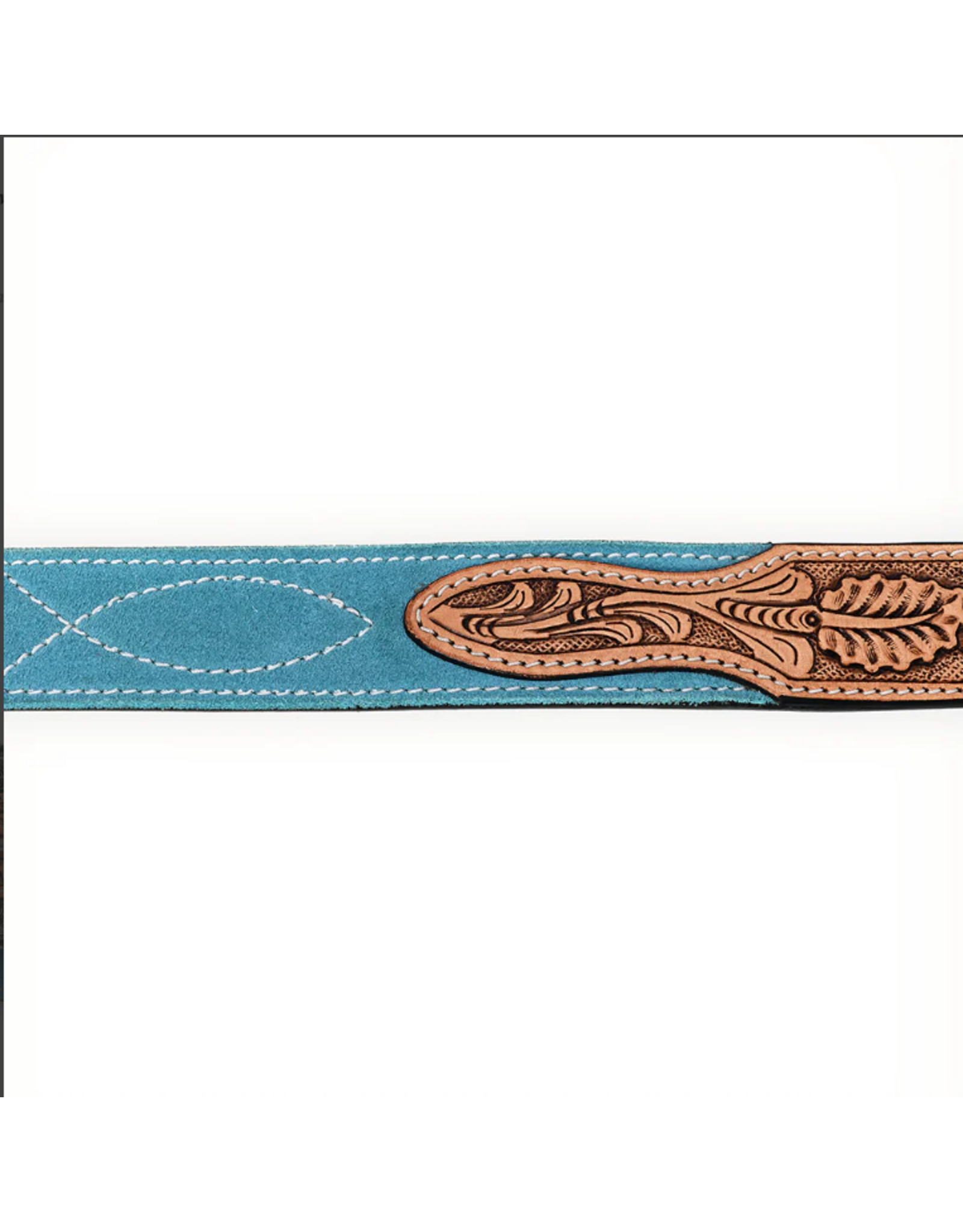 BELT TOOLED LEATHER SUEDE BLUE