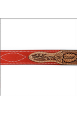 BELT AD RED SUEDE, TOOLED LEATHER