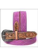 BELT AD PINK SUEDE, TOOLED LEATHER