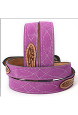 BELT AD PINK SUEDE, TOOLED LEATHER