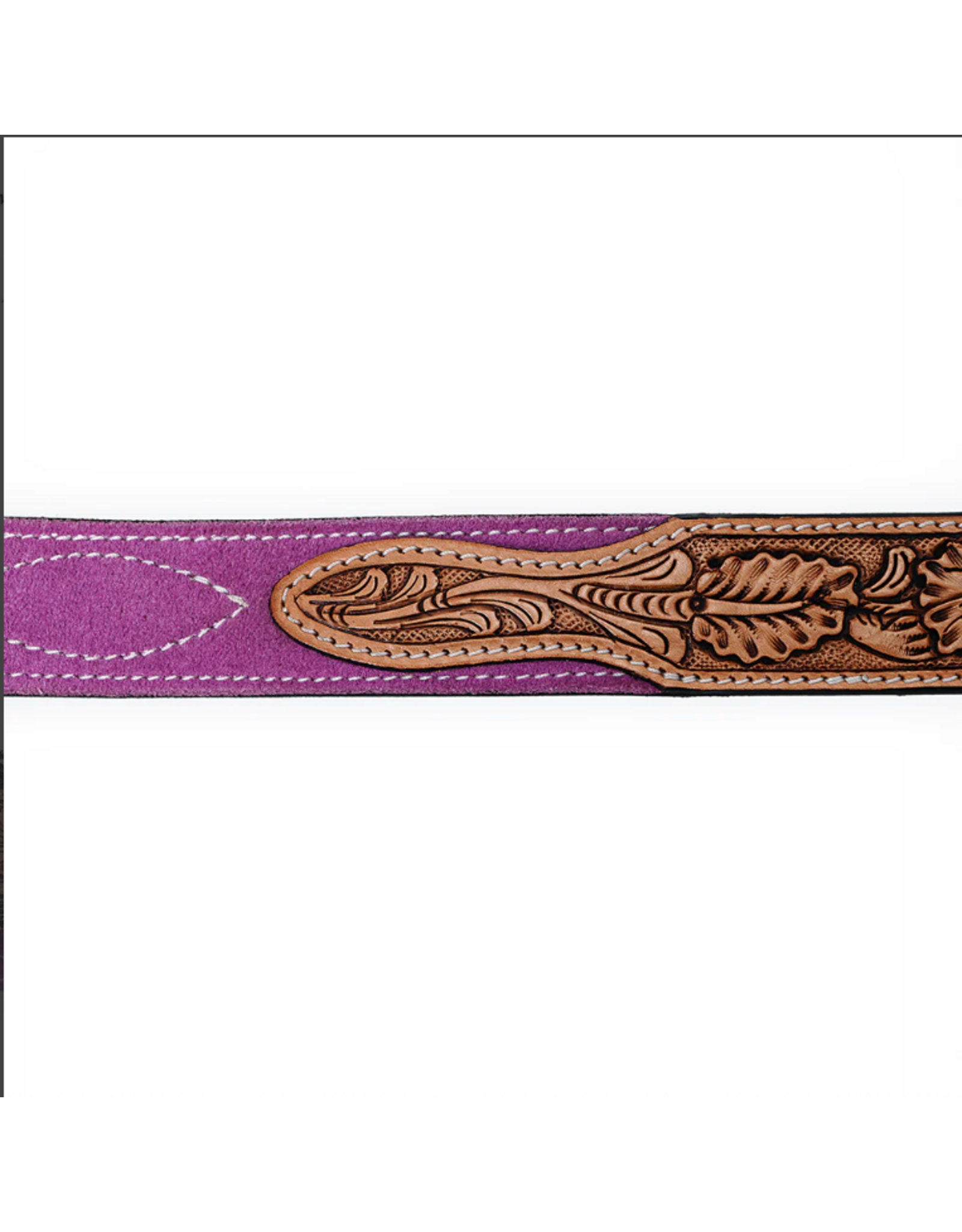 BELT AD PINK SUEDE, TOOLED LEATHER