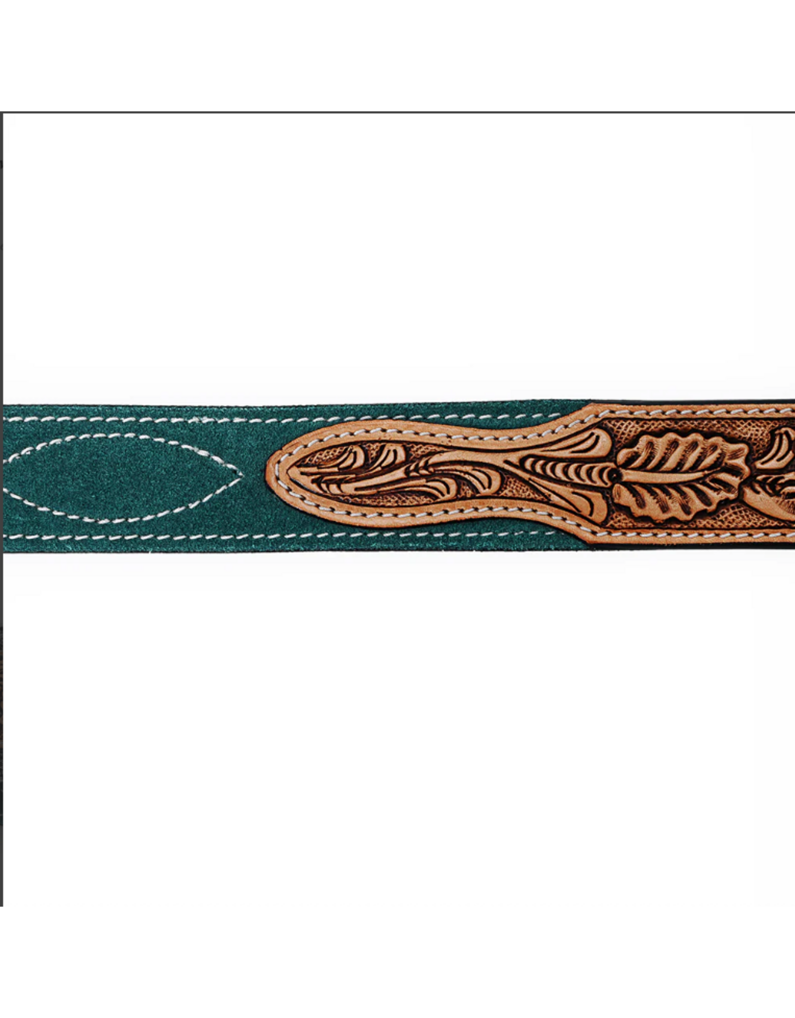 BELT AD GREEN SUEDE, TOOLED LEATHER